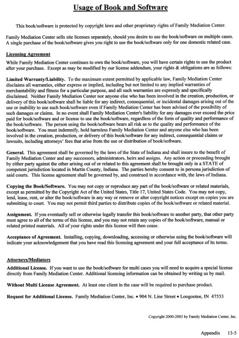 Appendix - Usage of Book/Software